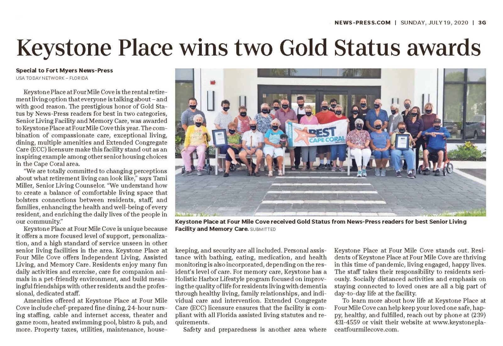 Keystone Place wins two Gold Status awards