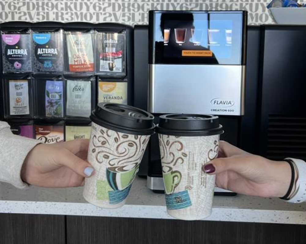 Residents enjoying the coffee bar at College Town Fayetteville in Fayetteville, Arkansas