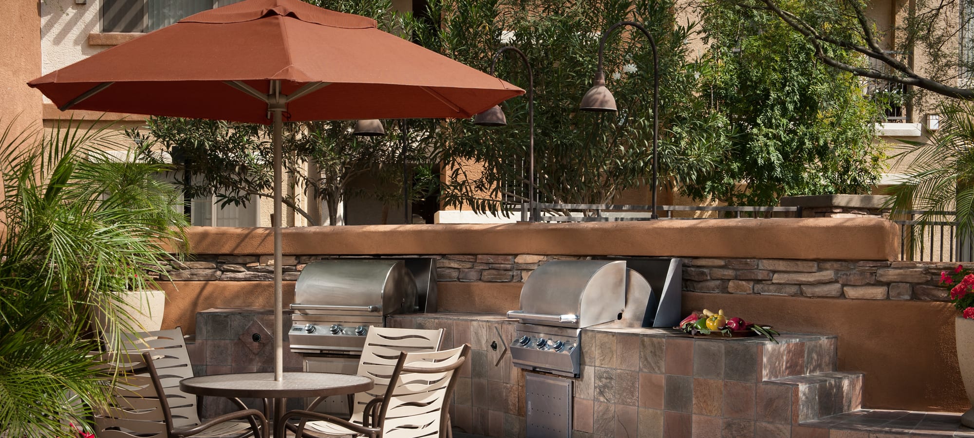 Grilling stations at Borrego at Spectrum in Gilbert, Arizona