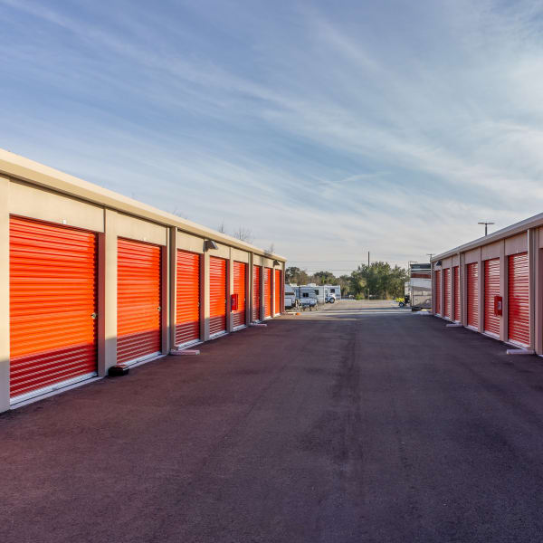 Outdoor storage units at StorQuest Self Storage in Fort Worth, Texas