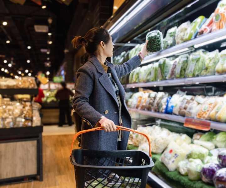 Resident woman buying groceries in a supermarket near Huntington Reserve in Sanford, Florida
