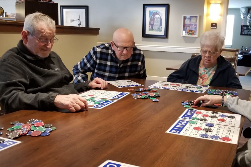 Residents playing a game at Emery Place in Robins, Iowa