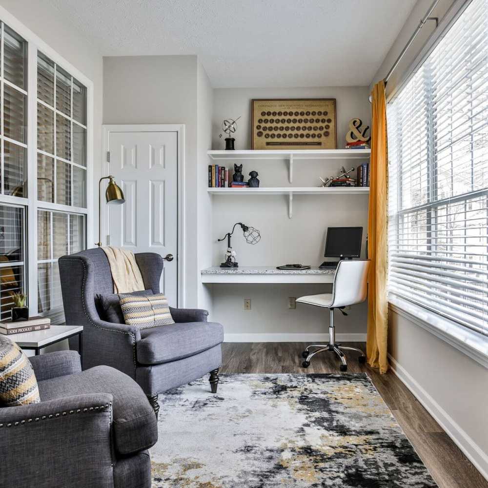 Study room with chairs and windows at Avonlea Highlands in Cartersville, Georgia