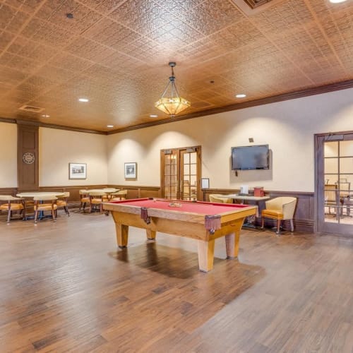 Recreation room with pool table at Oxford Vista Wichita in Wichita, Kansas