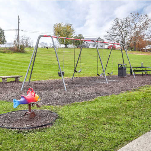 A playground with swings and slides at Webster Greene in Peebles, Ohio