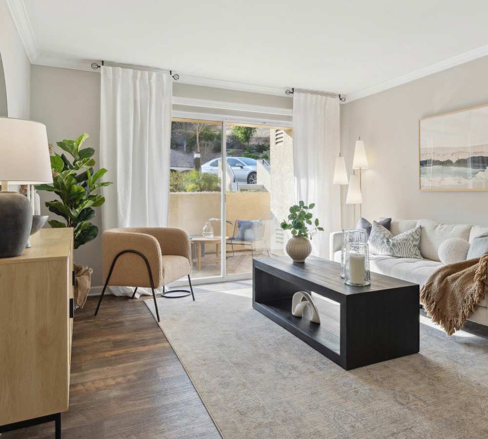 Living room with lots of natural light at Shadow Ridge Apartment Homes in Simi Valley, California