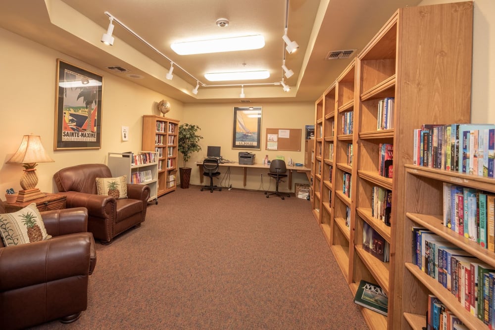 Library at Winding Commons Senior Living in Carmichael, California