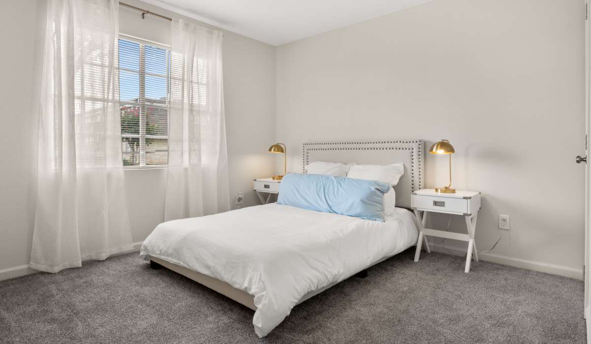 Modern bedroom at Satsuma Village in Lake Charles, Louisiana