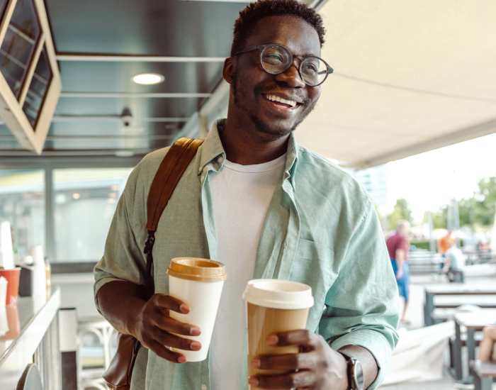 Resident grabbing coffees near Norco Valley Square in Norco,California