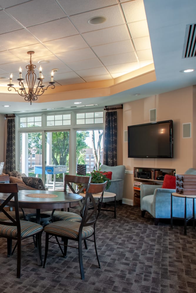 Resident clubhouse at Hill Brook Place Apartments in Bensalem, Pennsylvania