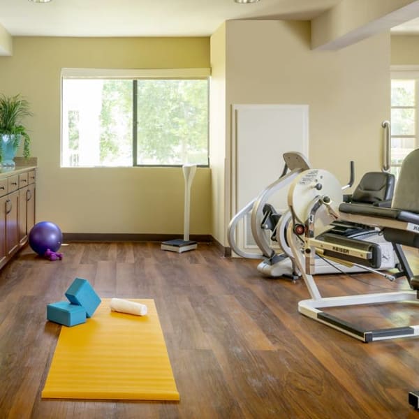Fitness area at The Crest at Citrus Heights in Citrus Heights, California.