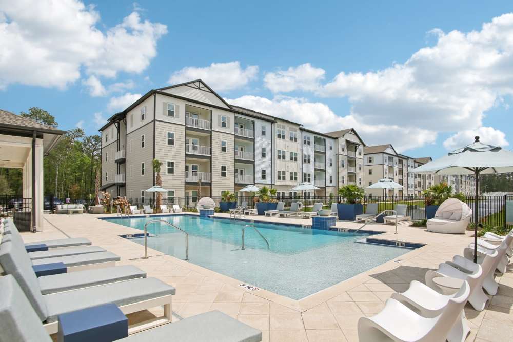 Sparkling resort style pool at Avion Apartments in Jacksonville, Florida