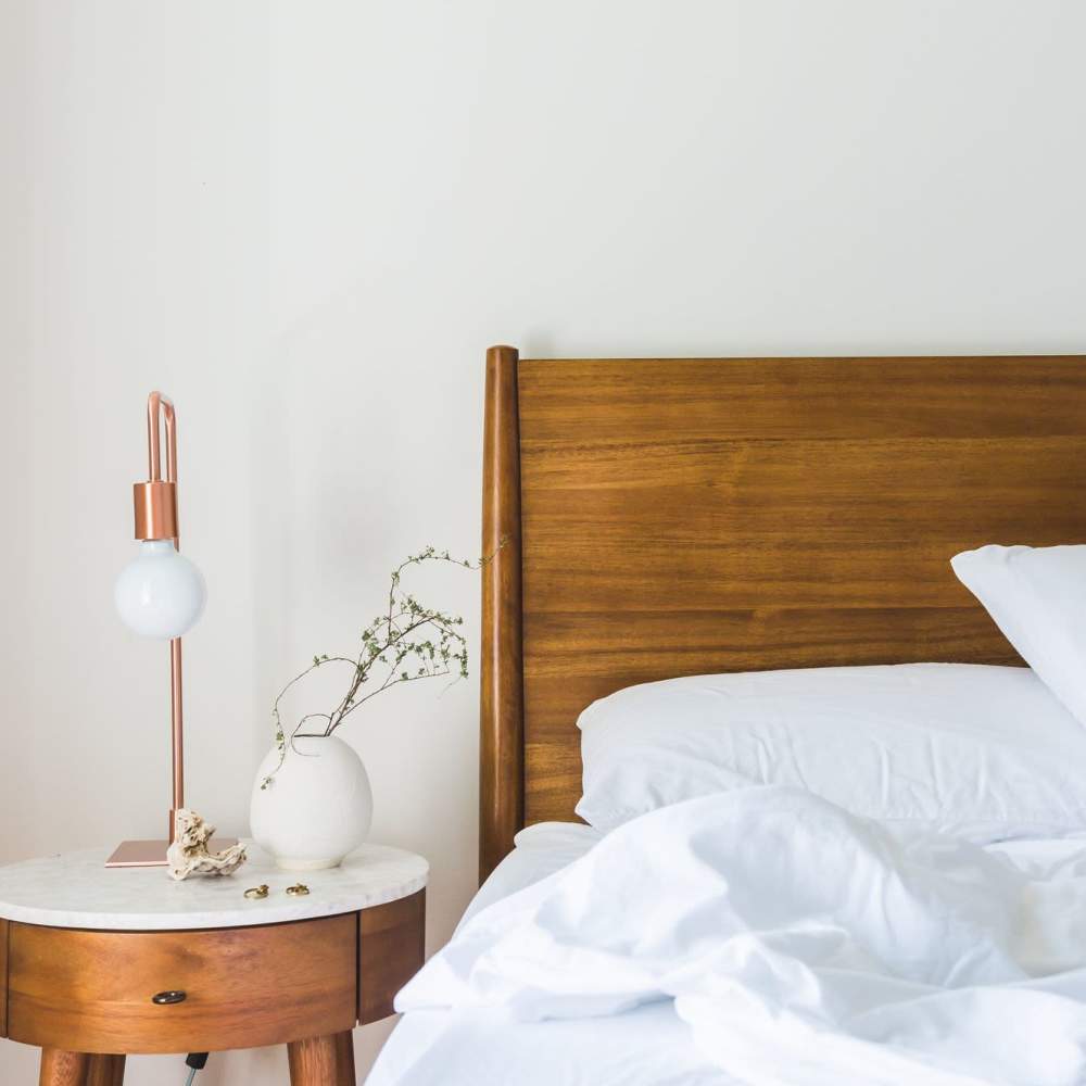 Bedroom area at Hollywood Plaza in Hollywood, California, 