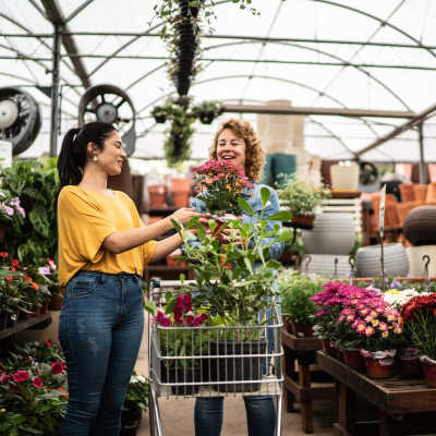 Residents buying flowers at a flower bouquet shop near Franklin 299 in Redwood City, California