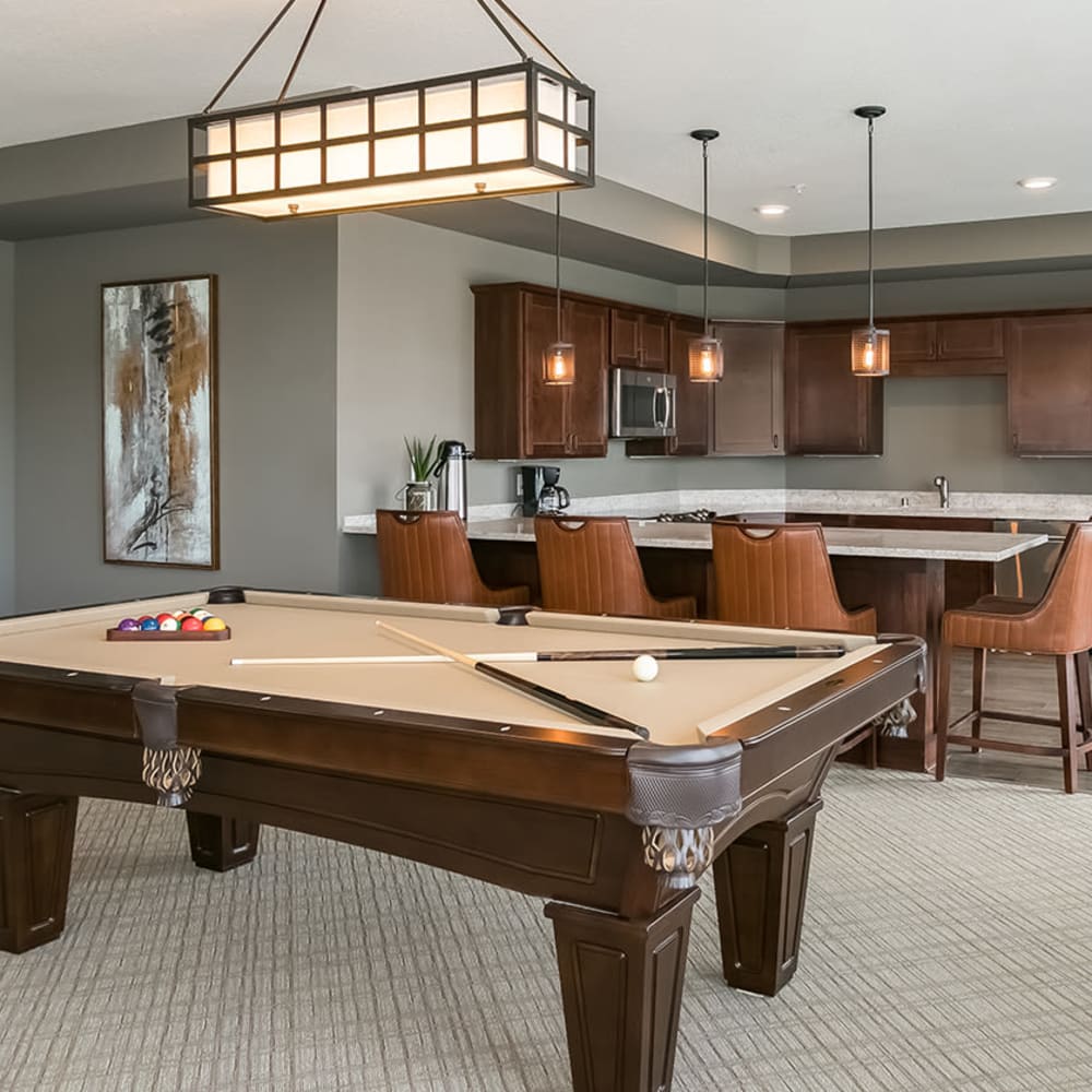 Game room at Applewood Pointe of Minnetonka in Minnetonka, Minnesota. 