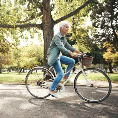A Resident on bike near Stony Oak in Joint Base Lewis McChord, Washington