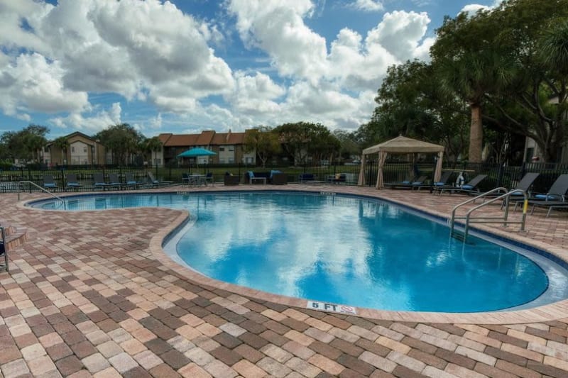 Resort-style swimming pool at City Harbor in Melbourne, Florida