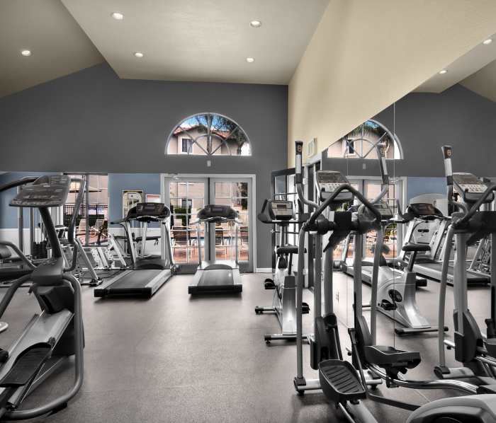 24 Hour fitness center at Mirada at La Jolla Colony in San Diego, California