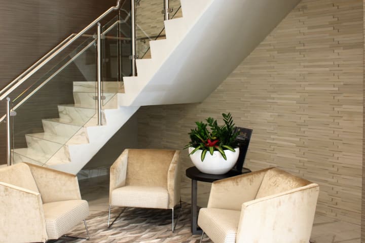 Lobby & Casual Seating Area at the new Discovery Senior Living corporate headquarters in Bonita Springs, Florida.