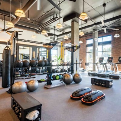 Huge fitness center at Nine 88 in South San Francisco, California