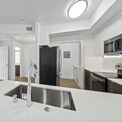 Kitchen with white accents Arioso in Cupertino, California