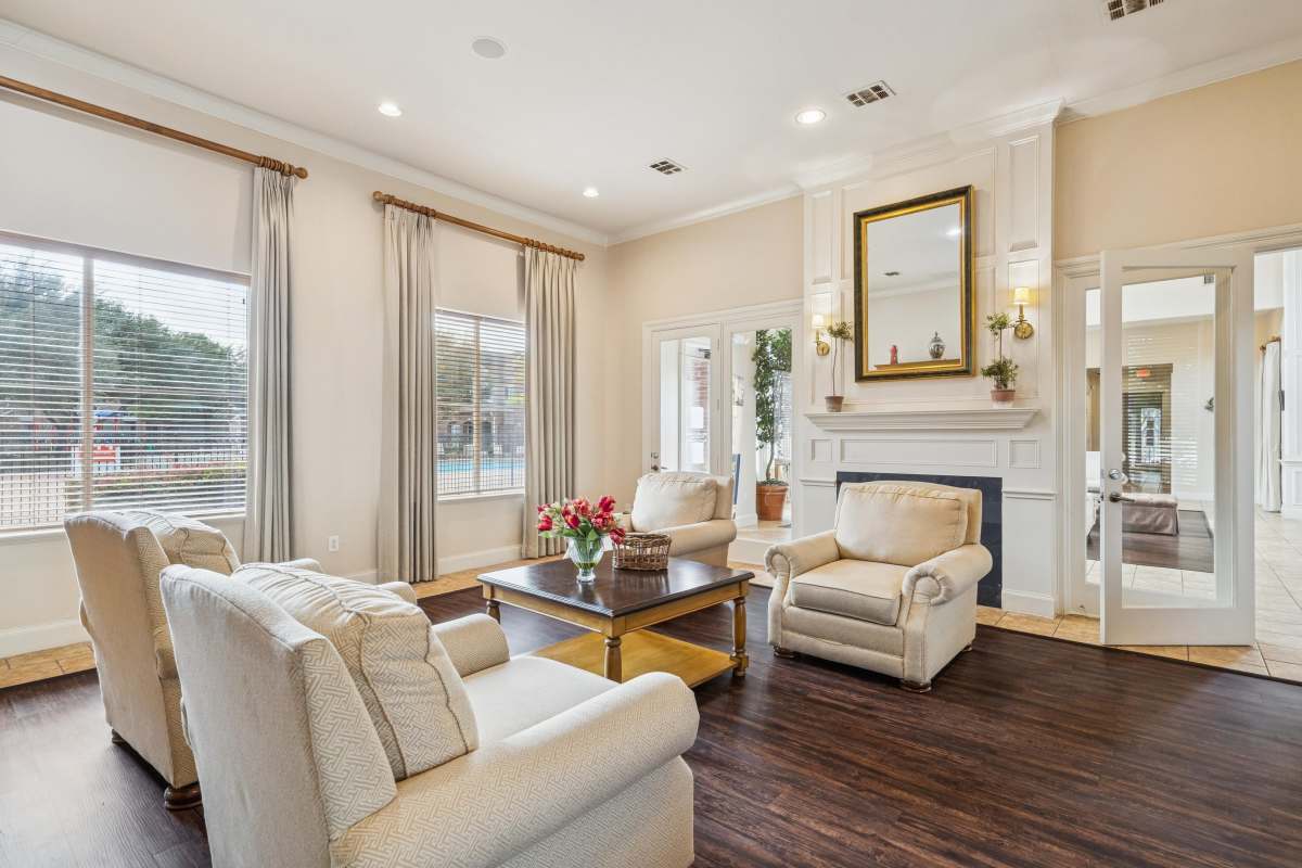 Living room at Bristol Apartments in Houston, Texas
