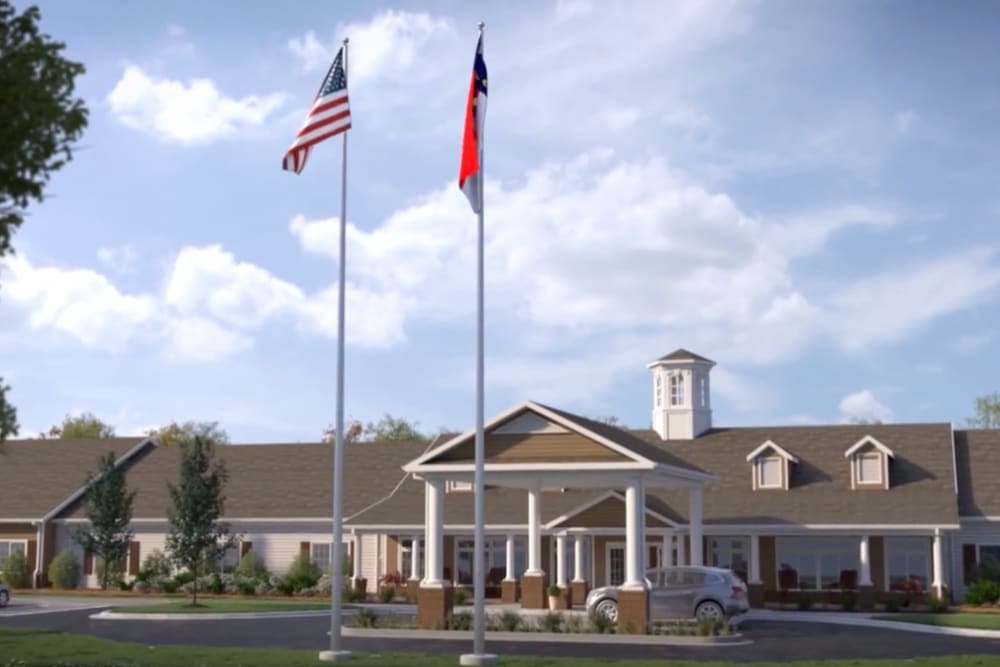 A rendering of the building facade of Harmony at Hope Mills in Fayetteville, North Carolina