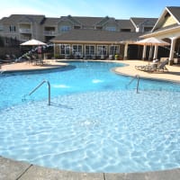 Water spouting into the swimming pool at Riverstone in Macon, Georgia