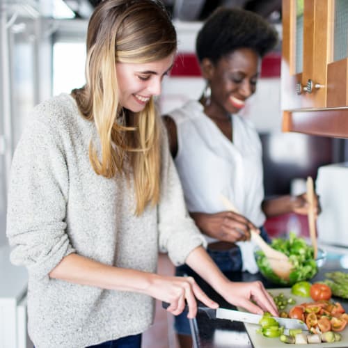 Residents chopping vegetables at Shelton Circle in Virginia Beach, Virginia