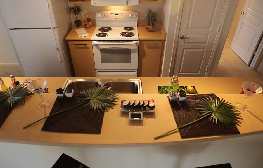 Beautifully decorated kitchen at Sage Luxury Apartment Homes in Phoenix, Arizona