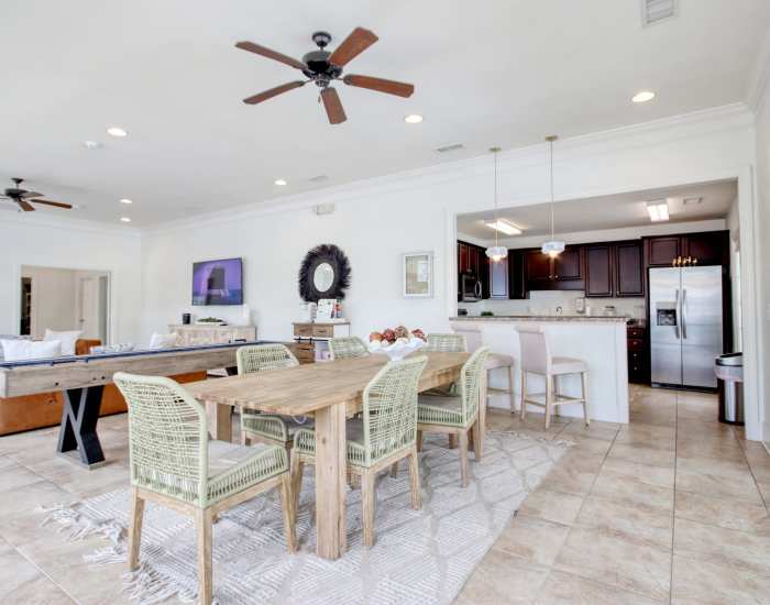 An apartment dining room and kitchen at Cloisters at Carolina Forest in Myrtle Beach, South Carolina