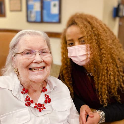 Team member with a resident at Oxford Senior Living in Wichita, Kansas
