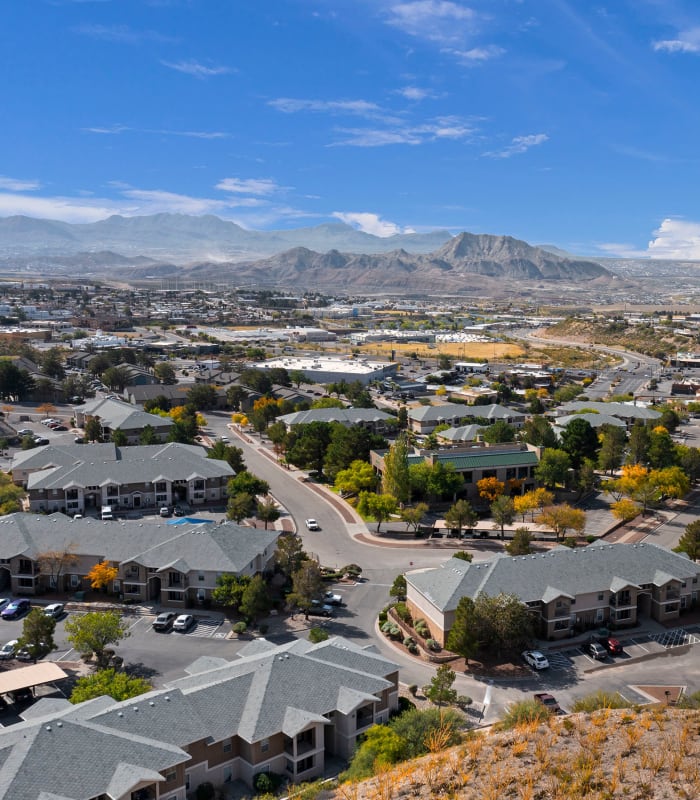 Drone shot of Acacia Park Apartments in El Paso, Texas