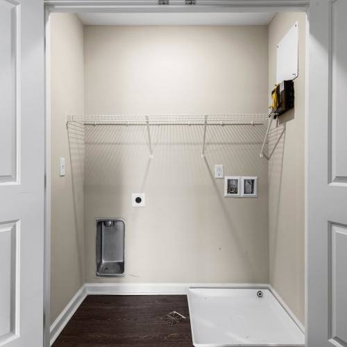 A laundry room at Center Crossing in Hickory, North Carolina