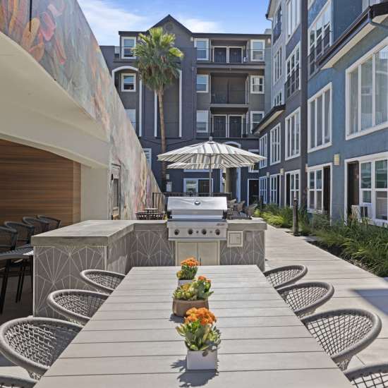 Outdoor grill at One55 Lofts in San Rafael, California