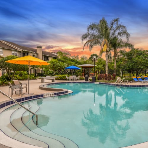 The resort style pool at Avisa Lakes in Orlando, Florida