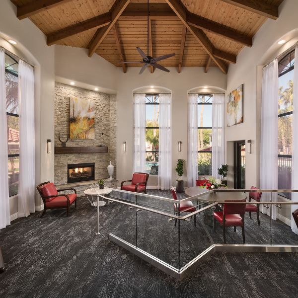 Lavish resident clubhouse interior at San Palmilla in Tempe, Arizona