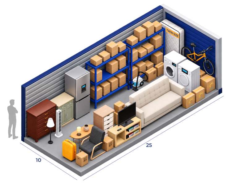 10 x 25 unit diagram for Roseville Self Storage in Roseville, CA