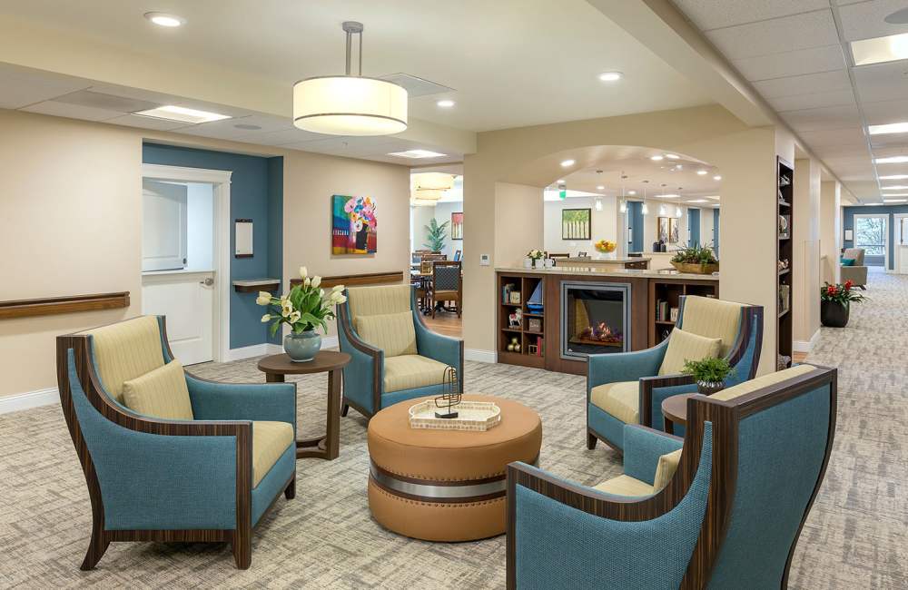 memory care common room at Touchmark at Meadow Lake Village in Meridian, Idaho