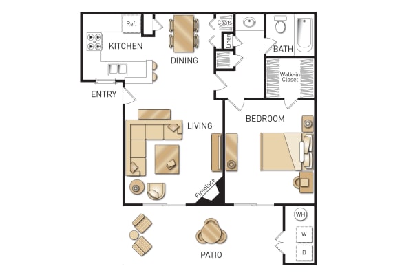 Floor plan of the two-bedroom apartments at Sendero