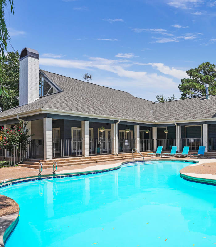 Spacious pool area at Windsail Apartments in Tulsa, Oklahoma