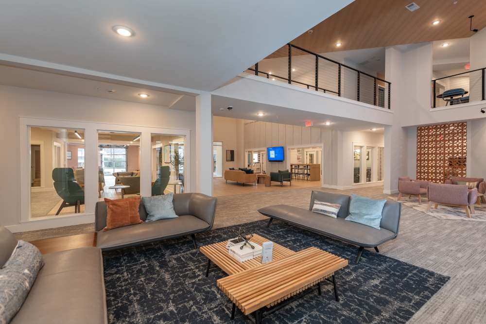 Modern style clubhouse lounge at Attain at Chic’s Beach, Virginia Beach, Virginia