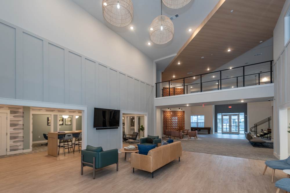 Spacious clubhouse lounge at Attain at Chic’s Beach, Virginia Beach, Virginia