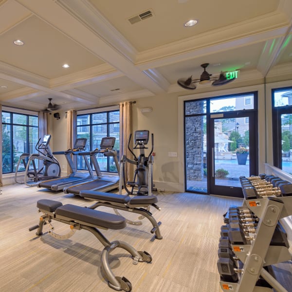 Fitness center for residents at Provenza at Old Peachtree in Suwanee, Georgia