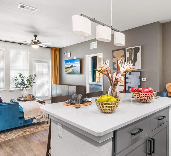 Kitchen in Model apartment at Integra Village at Tymber Creek in Daytona Beach, Florida
