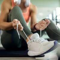 Resident getting ready for jogging near WaterWalk Wichita - Downtown in Wichita, Kansas