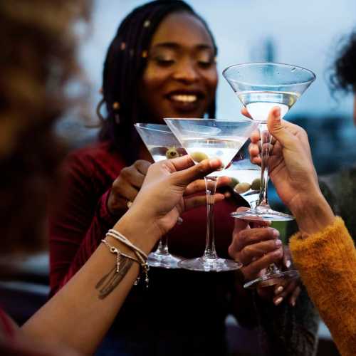 Residents enjoying their drinks near Lebanon Vue in Pittsburgh, Pennsylvania