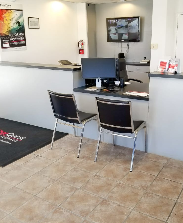 Leasing office at StorQuest Economy Self Storage in Worthington, Ohio