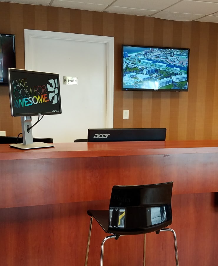 Interior of the leasing office at StorQuest Self Storage in Tampa, Florida