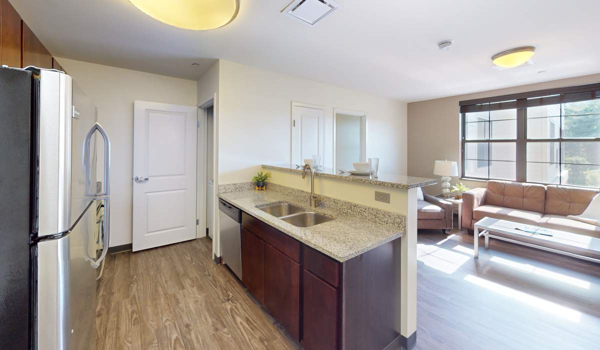 Living room at Hudson Lofts in Erie, Pennsylvania